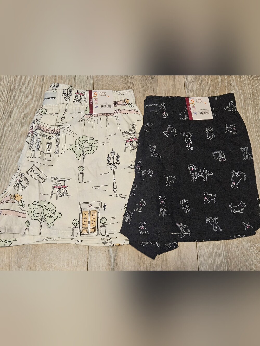 Joyspun Womens Sleep Shorts Size S (4-6) Pajama Shorts Parisian & Dog Lot Of 2